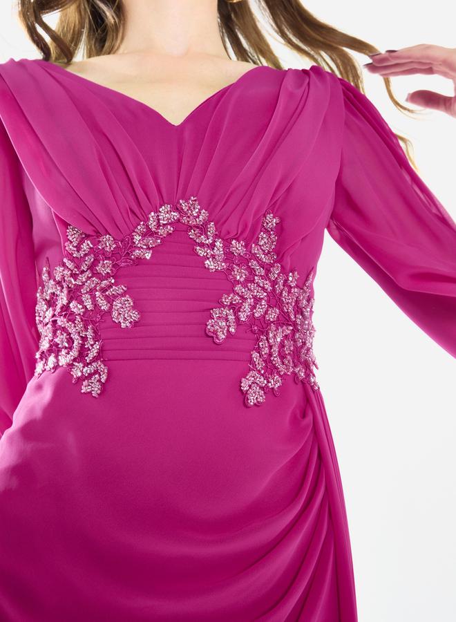 House of Moda Women Flowing Cape Embellished Maxi Dress - Image 5